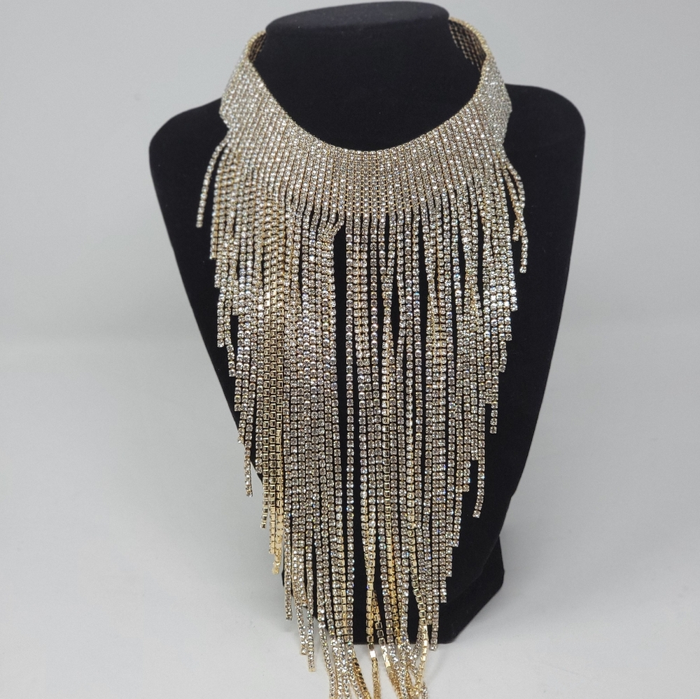 Elegant Gold and Silver Fringe Necklace